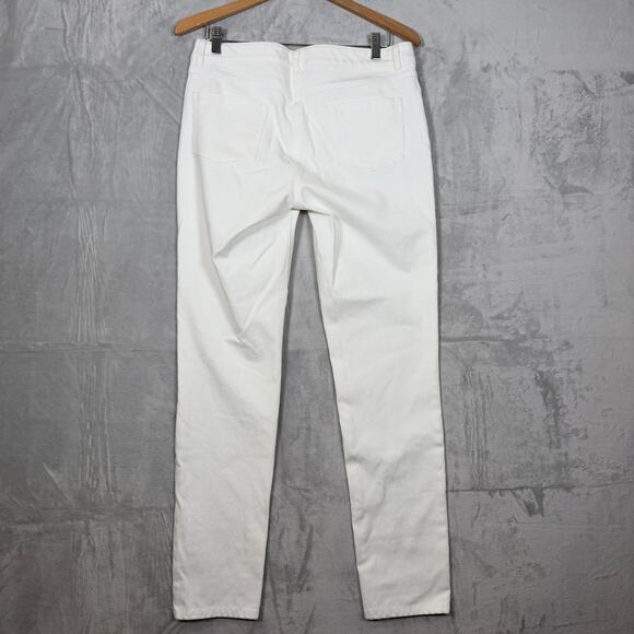 J McLaughlin Jeans Size 10 White Tapered Leg Gold Buttons 5 Pocket - Picture 2 of 13